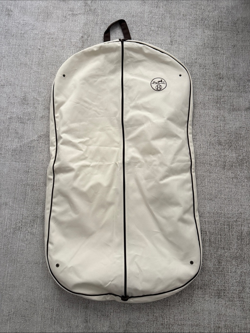 Hermes Garment Bag with Brown Trim